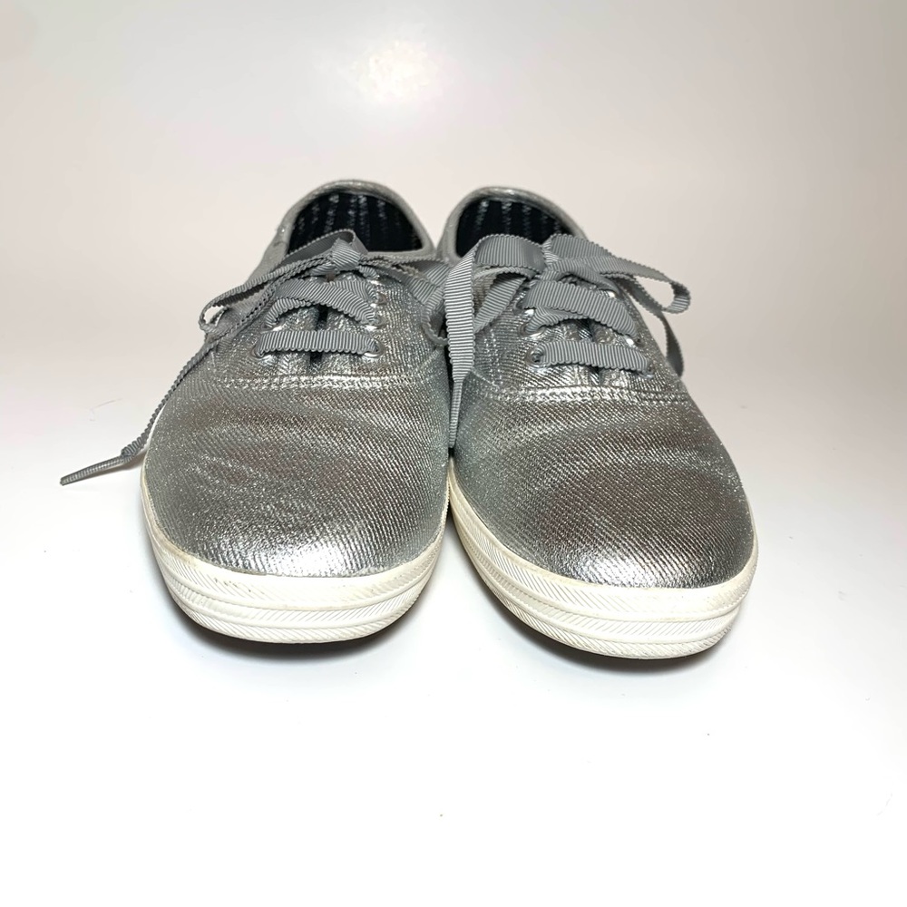 KEDS Silver Metallic Canvas Lace-Up Low Cut Sneakers Casual Tennis Shoe Sz 8.5 - Picture 5 of 9